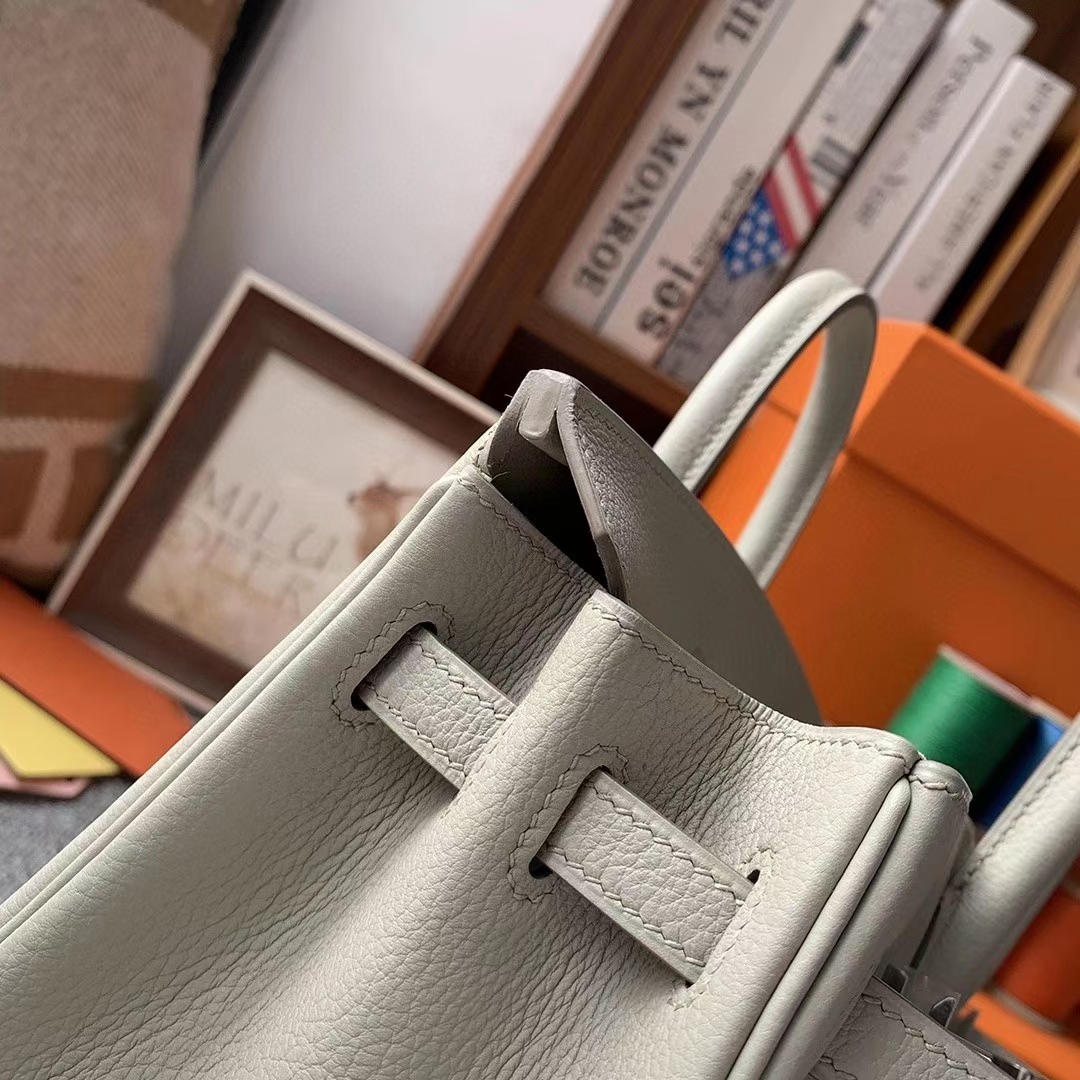 Hermès（爱马仕）C80珍珠灰 原厂御用顶级小牛皮 Birkin 25 银扣