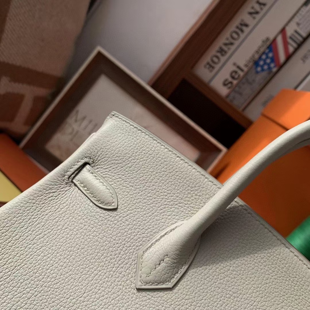 Hermès（爱马仕）C80珍珠灰 原厂御用顶级小牛皮 Birkin 25 银扣