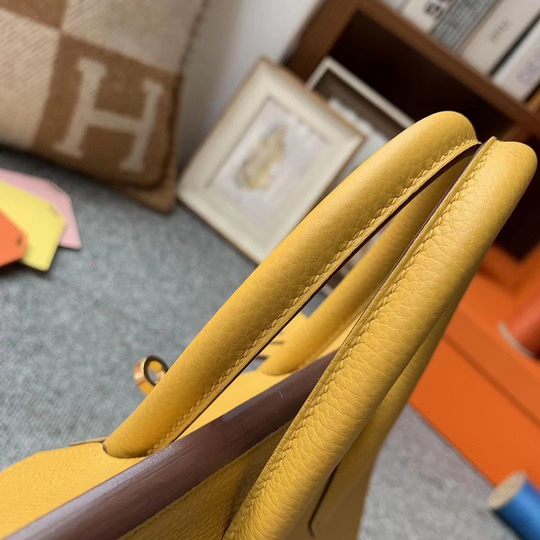 Hermès（爱马仕）9D琥珀黄 原厂御用顶级小牛皮 Birkin 25 金扣