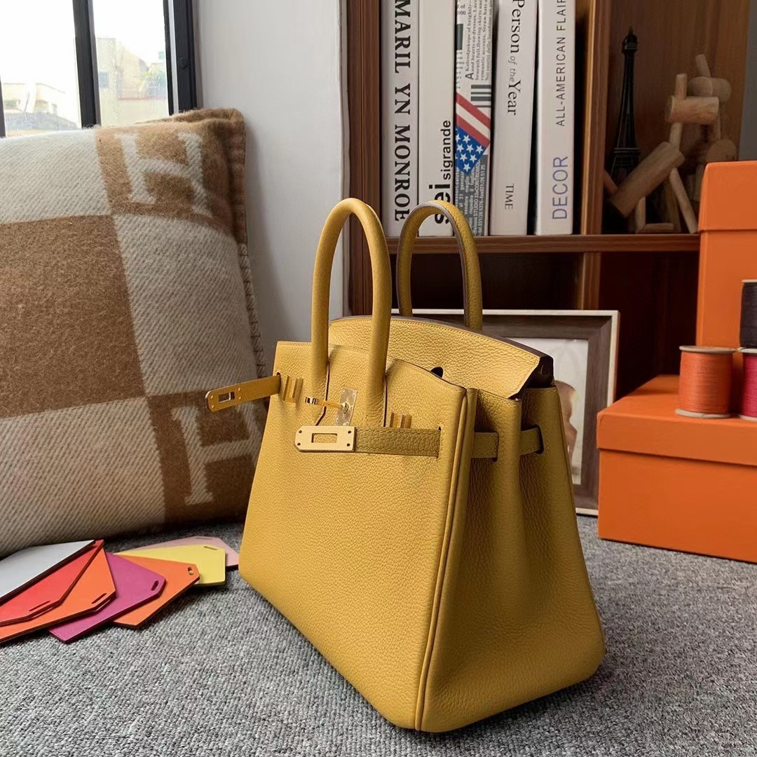Hermès（爱马仕）9D琥珀黄 原厂御用顶级小牛皮 Birkin 25 金扣