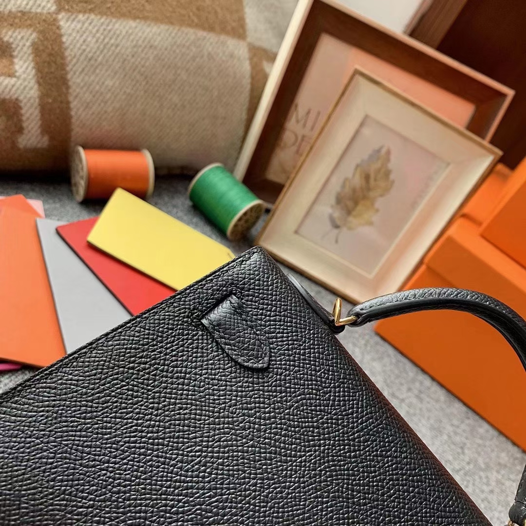 Hermès（爱马仕）Mini Kelly 迷你凯莉 CK89黑色 原厂御用顶级Epsom皮 二代 金扣 银扣 现货