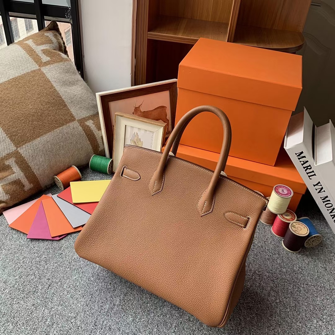 Hermès（爱马仕）Birkin 铂金包 金棕色 原厂御用顶级小牛皮 金扣 30cm 现货