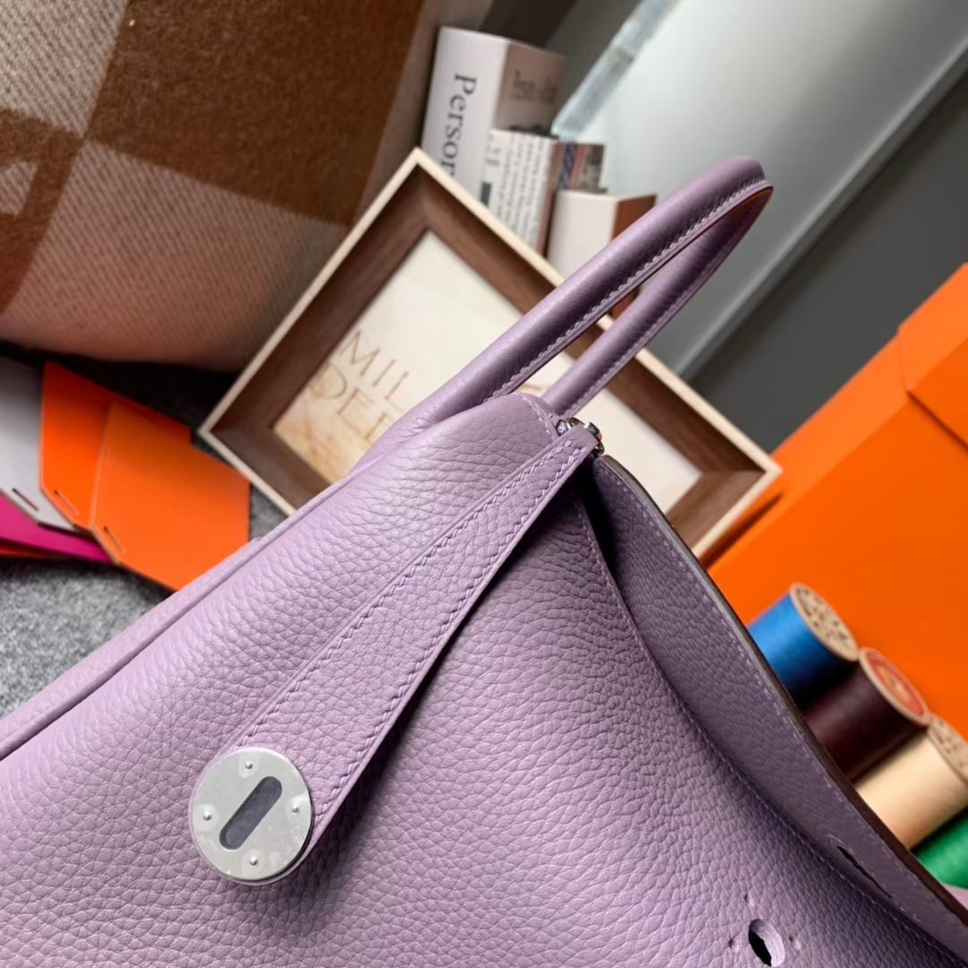 Hermès（爱马仕）Lindy 琳迪包 洋芋紫 原厂御用顶级TC皮 银扣 30cm