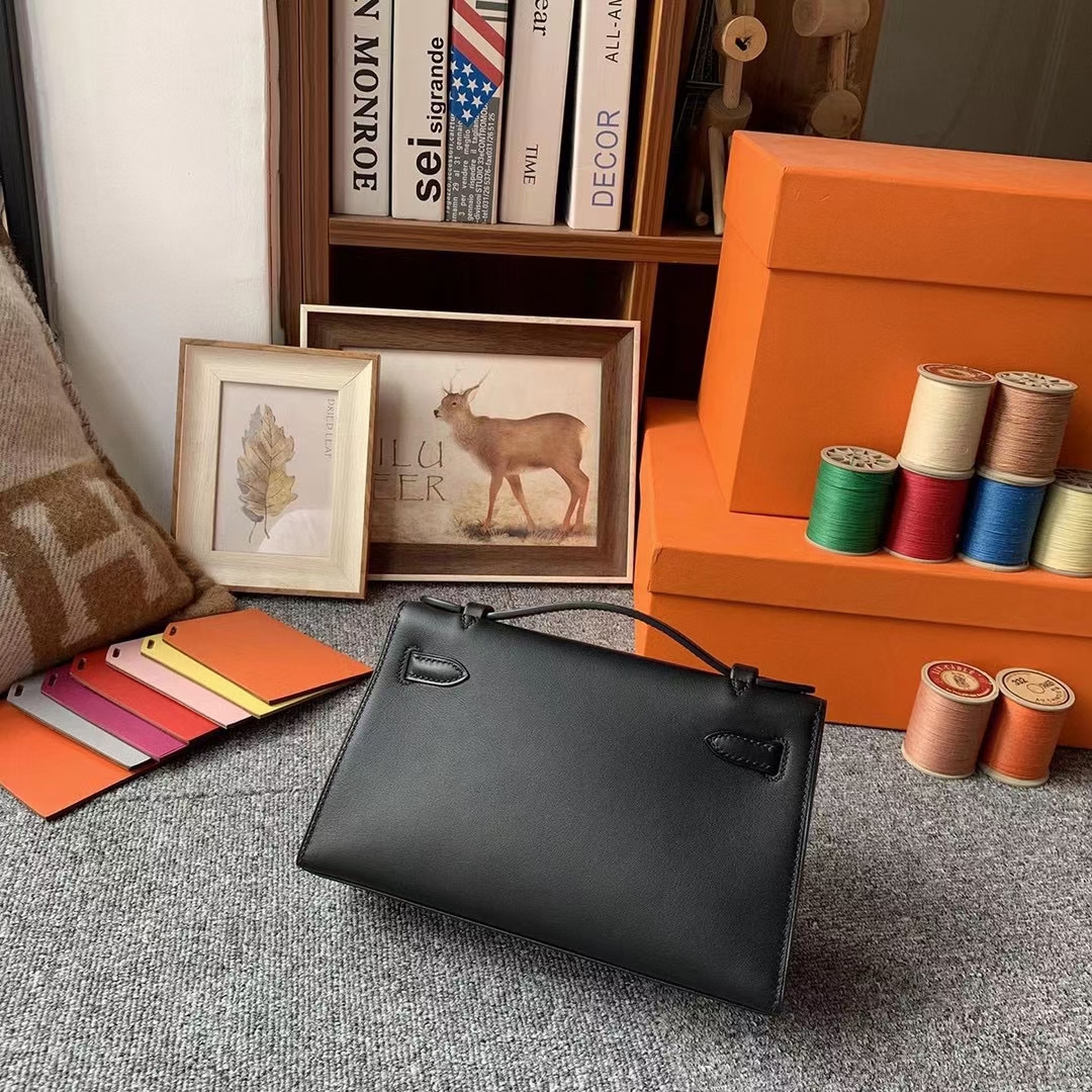 Hermès（爱马仕）Mini Kelly 迷你凯莉 CK89黑色 原厂御用顶级Swift 皮 金扣 银扣 现货