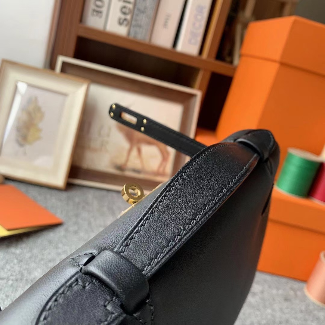 Hermès（爱马仕）Mini Kelly 迷你凯莉 CK89黑色 原厂御用顶级Swift 皮 金扣 银扣 现货