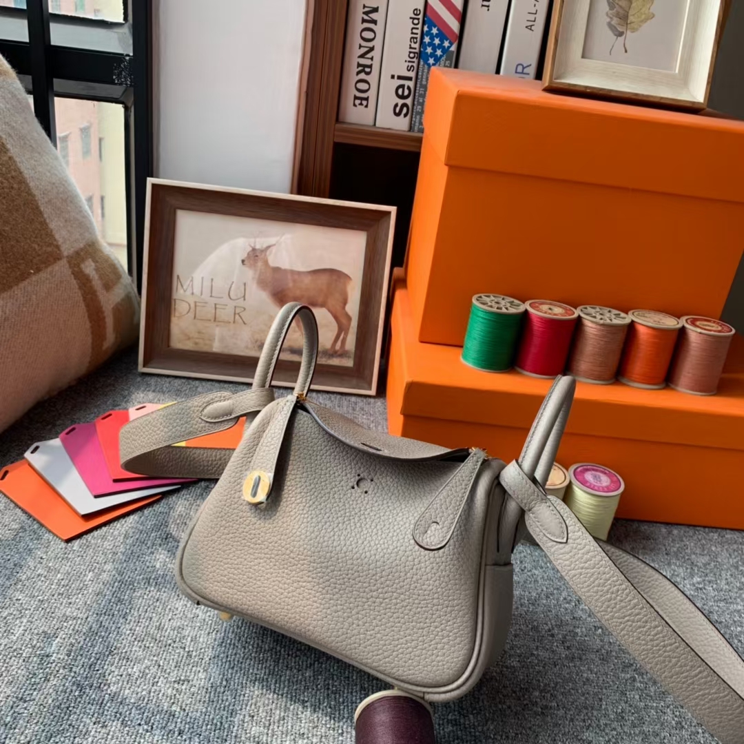 Hermès（爱马仕）Mini Lindy 迷你琳迪 M8沥青灰 原厂御用顶级TC皮 金扣