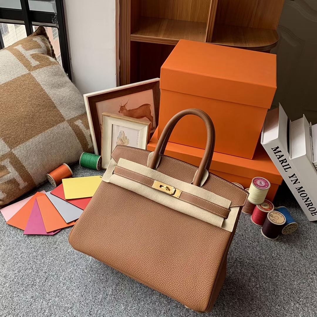 Hermès（爱马仕）Birkin 铂金包 金棕色 原厂御用顶级小牛皮 金扣 30cm 现货