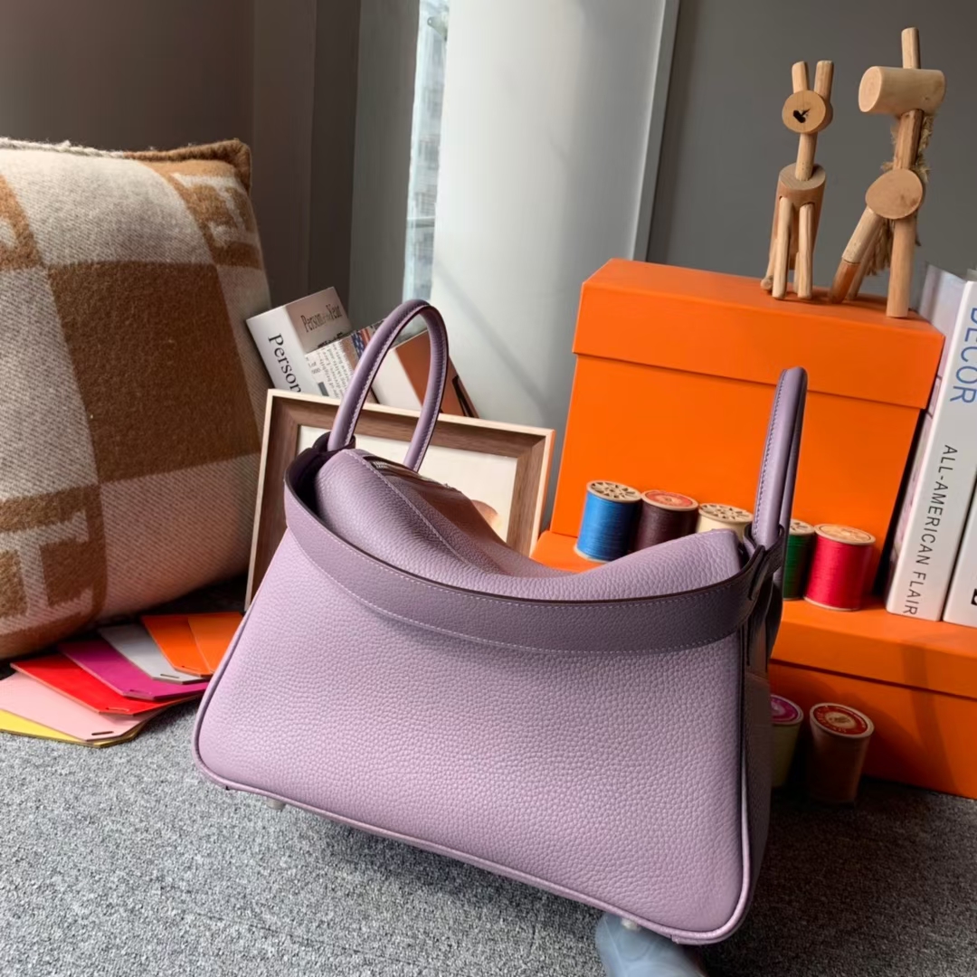 Hermès（爱马仕）Lindy 琳迪包 洋芋紫 原厂御用顶级TC皮 银扣 30cm
