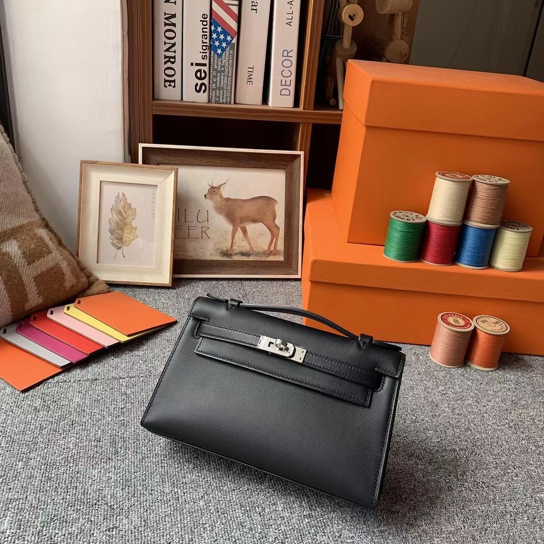 Hermès（爱马仕）Mini Kelly 迷你凯莉 CK89黑色 原厂御用顶级Swift 皮 金扣 银扣 现货