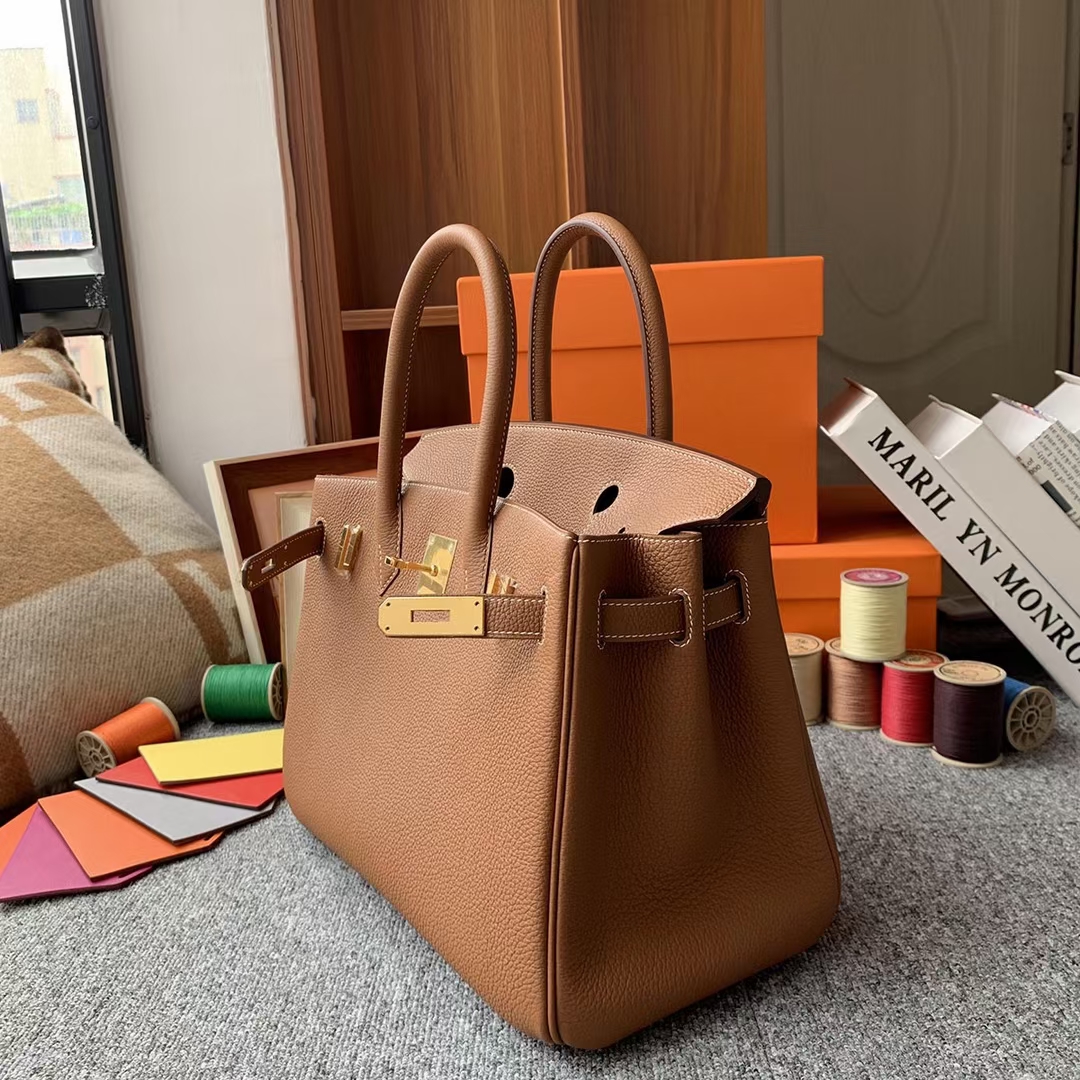 Hermès（爱马仕）Birkin 铂金包 金棕色 原厂御用顶级小牛皮 金扣 30cm 现货