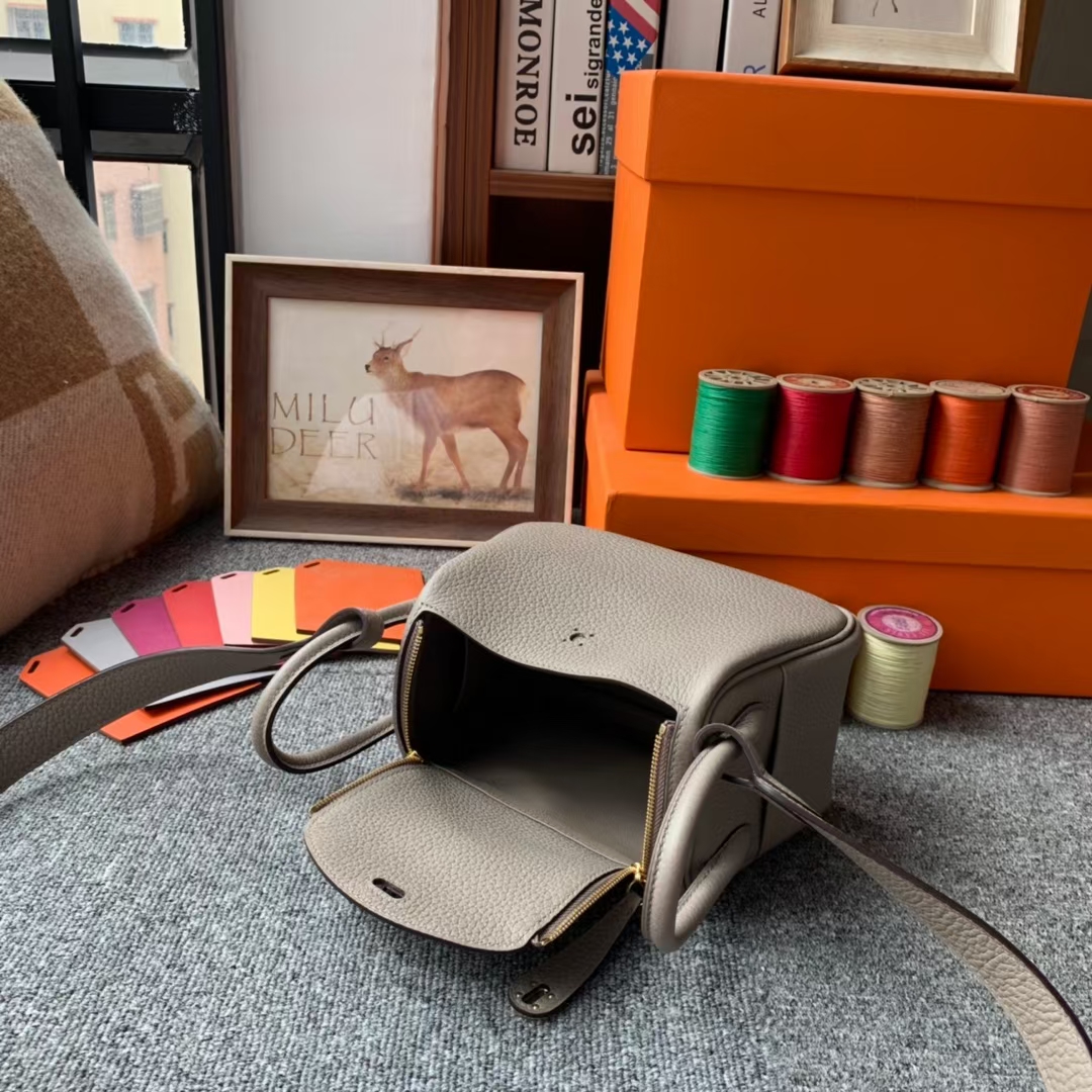 Hermès（爱马仕）Mini Lindy 迷你琳迪 M8沥青灰 原厂御用顶级TC皮 金扣