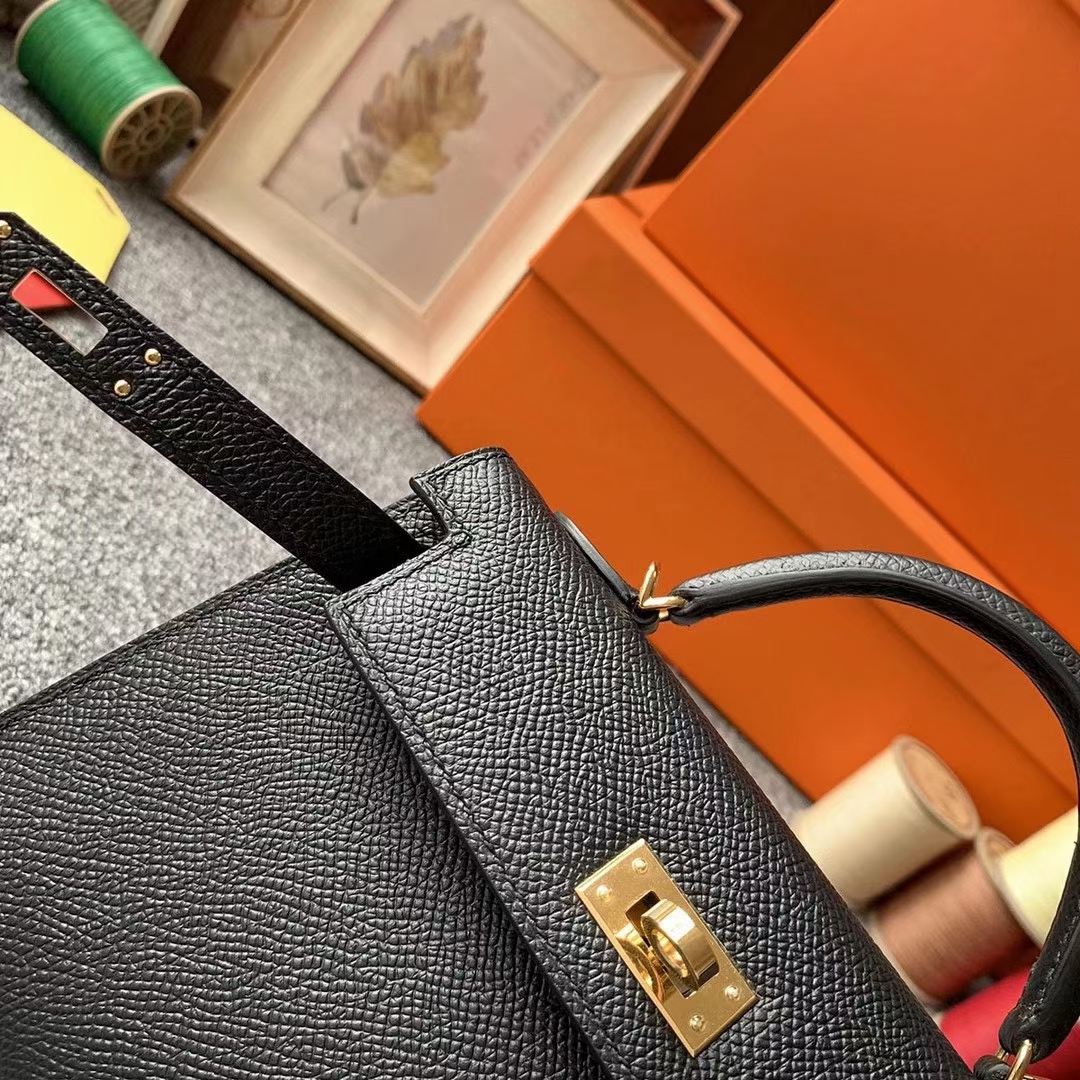 Hermès（爱马仕）Mini Kelly 迷你凯莉 CK89黑色 原厂御用顶级Epsom皮 二代 金扣 银扣 现货