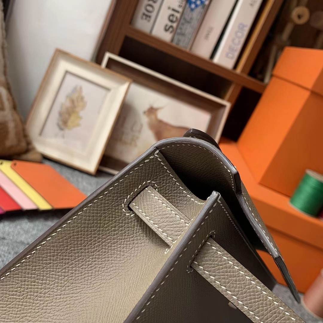 Hermès（爱马仕）Mini Kelly 迷你凯莉 CK18大象灰 原厂御用顶级Epsom皮 一代 金扣 银扣 现货