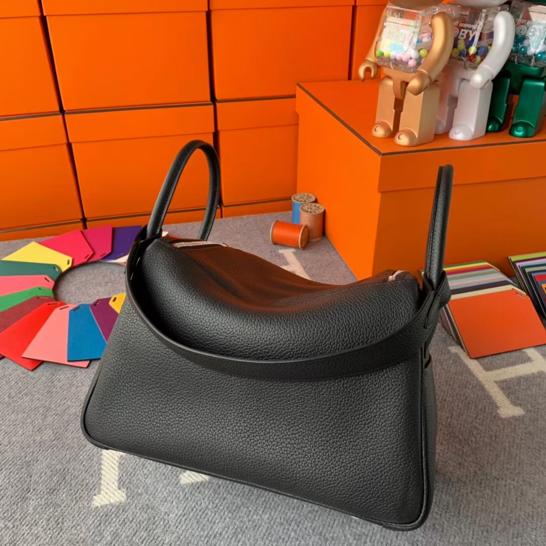 Hermès（爱马仕）Lindy 琳迪包 CK89黑色 原厂御用顶级TC皮  银扣 30cm  现货