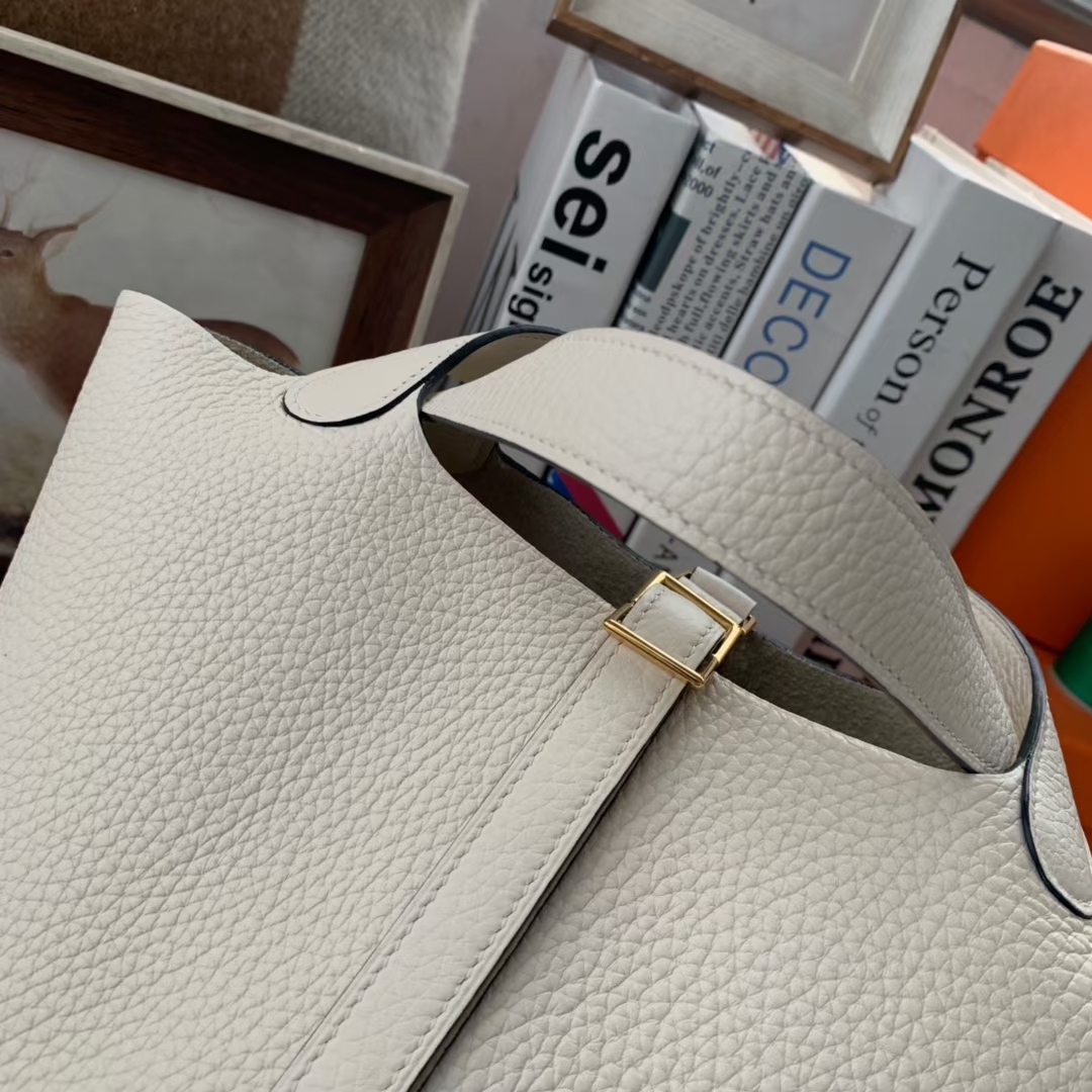 Hermès（爱马仕）Picotin Lock 菜篮子 奶油白 原厂御用顶级TC 皮 18cm 金扣 现货