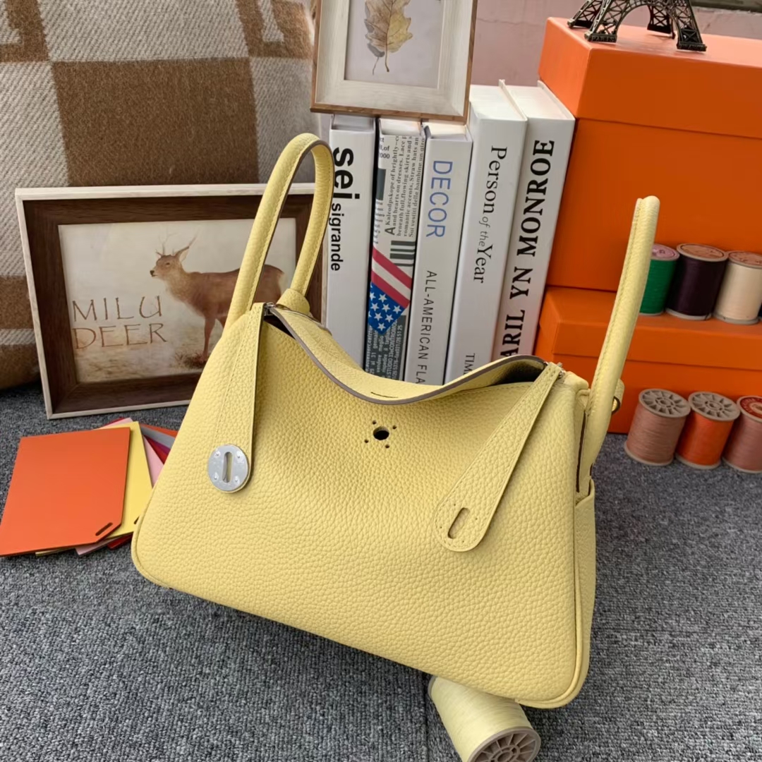Hermès（爱马仕） Lindy 琳迪包 小鸡黄 原厂御用顶级TC 皮 银扣 26cm