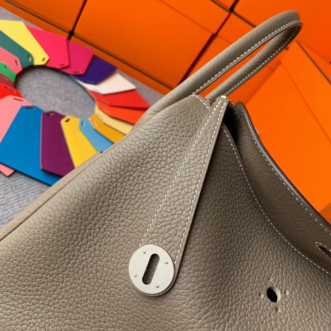 Hermès（爱马仕）Lindy 琳迪包 CK18 大象灰 原厂御用顶级TC皮  银扣 30cm  现货