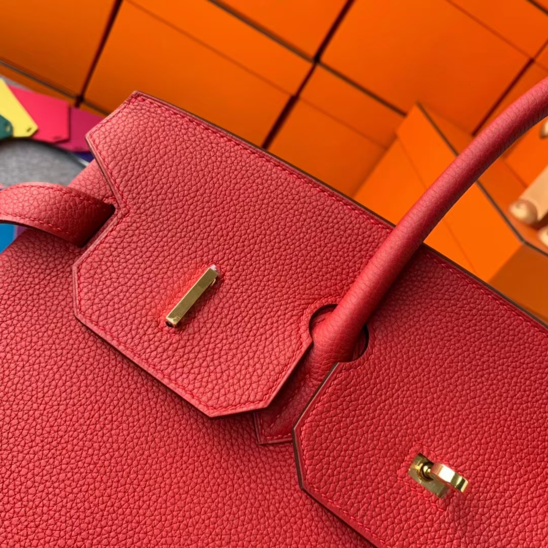 Hermès（爱马仕）Birkin 铂金包 Q5 中国红 糖果红 原厂御用顶级小牛皮 金扣 35cm