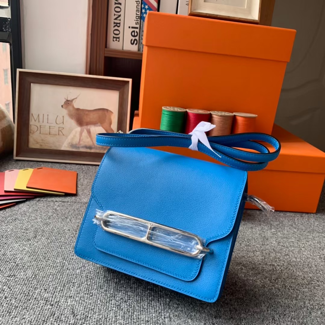 Hermès（爱马仕）Roulis 猪鼻包 水妖蓝 原厂御用顶级Ever color皮 银扣 19 现货