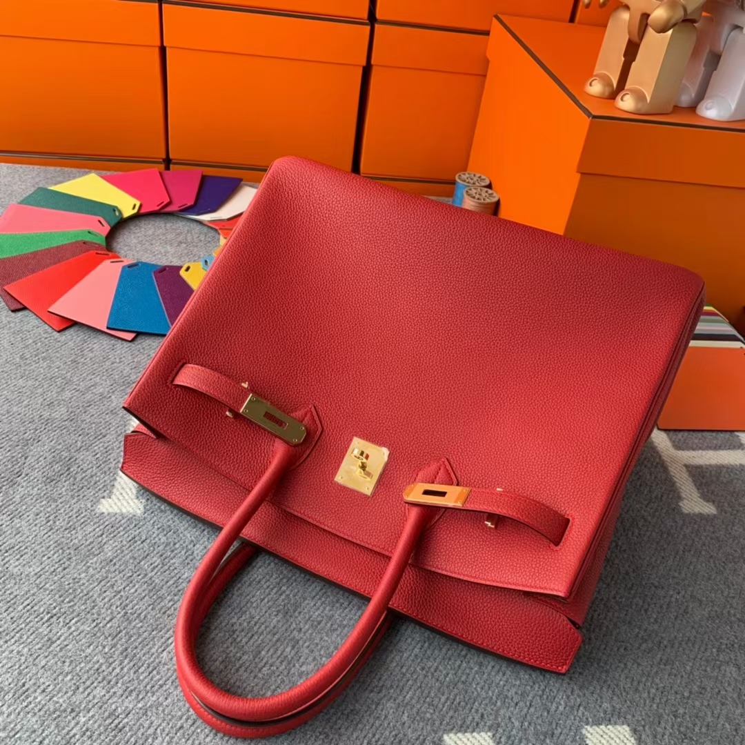 Hermès（爱马仕）Birkin 铂金包 Q5 中国红 糖果红 原厂御用顶级小牛皮 金扣 35cm