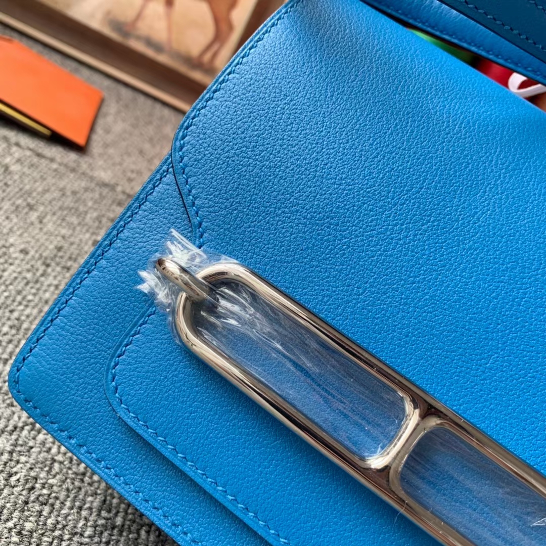 Hermès（爱马仕）Roulis 猪鼻包 水妖蓝 原厂御用顶级Ever color皮 银扣 19 现货