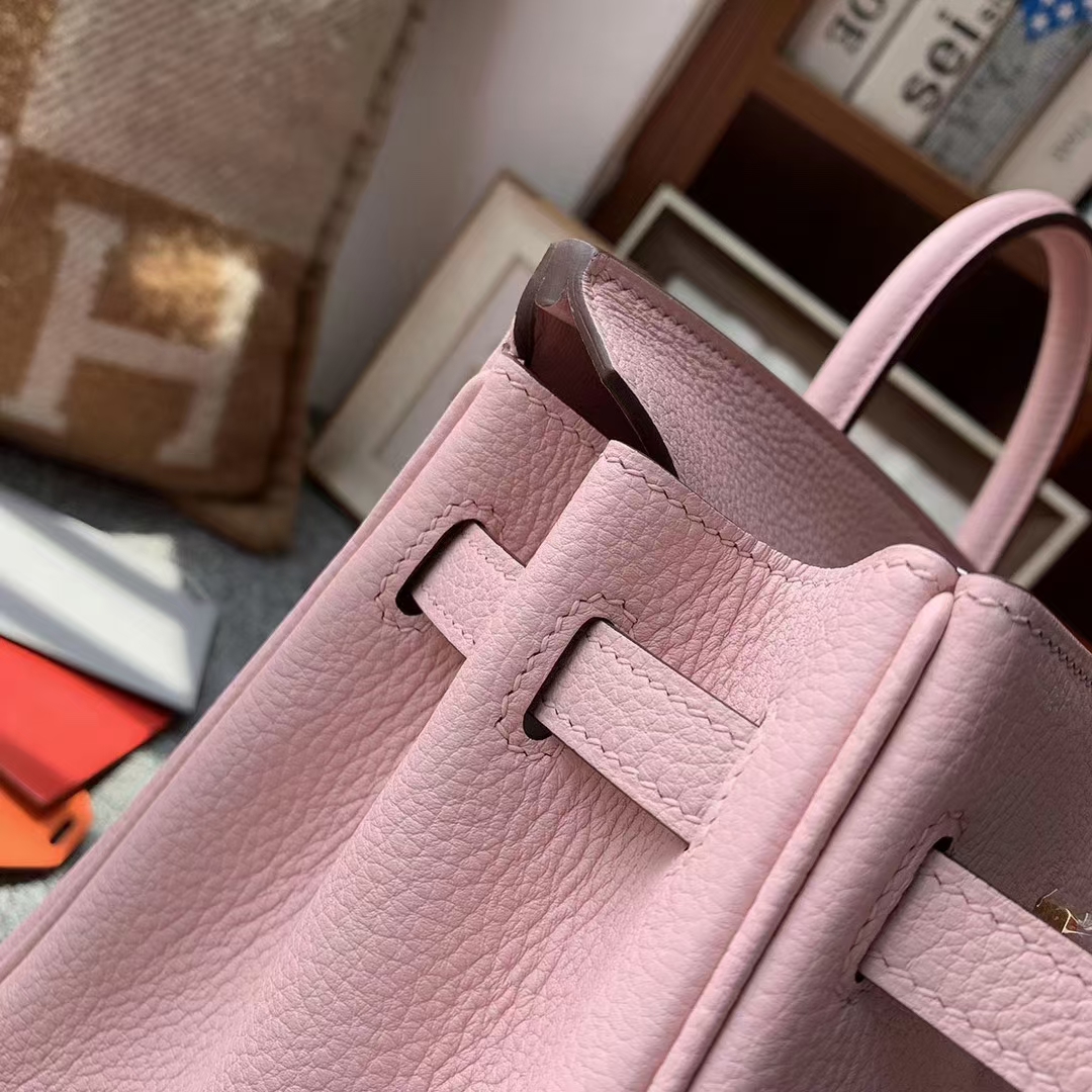 Hermès（爱马仕）Birkin 铂金包 3Q新樱花粉 原厂御用顶级小牛皮 25 银扣 现货
