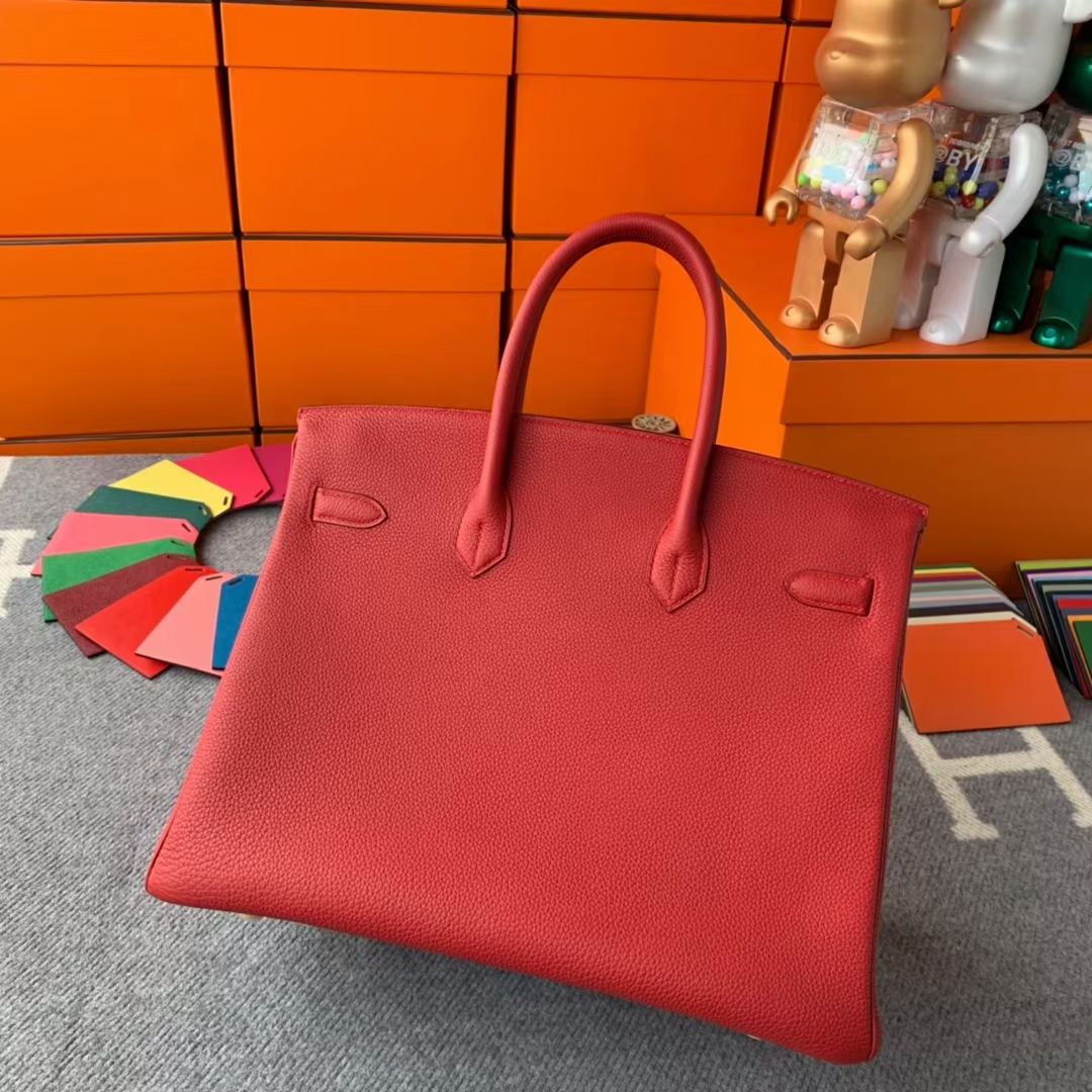 Hermès（爱马仕）Birkin 铂金包 Q5 中国红 糖果红 原厂御用顶级小牛皮 金扣 35cm