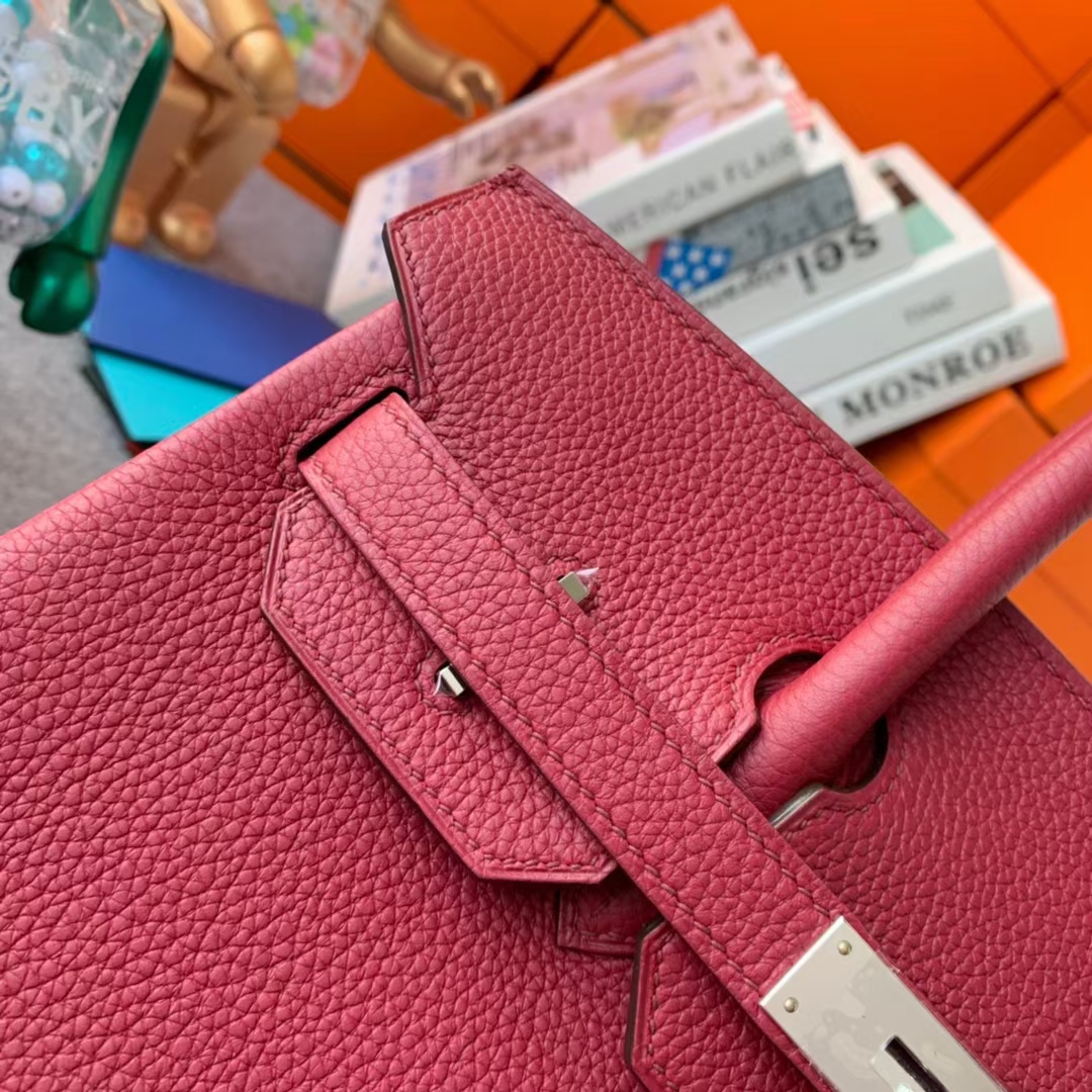 Hermès（爱马仕）Birkin 铂金包 石榴红 原厂御用顶级小牛皮 金扣 30cm 现货