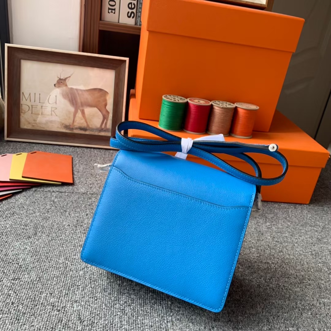 Hermès（爱马仕）Roulis 猪鼻包 水妖蓝 原厂御用顶级Ever color皮 银扣 19 现货