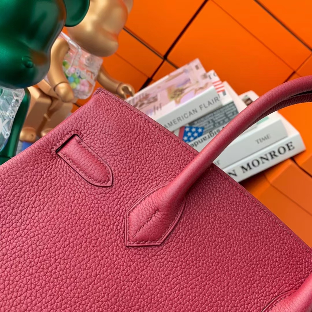 Hermès（爱马仕）Birkin 铂金包 石榴红 原厂御用顶级小牛皮 金扣 30cm 现货