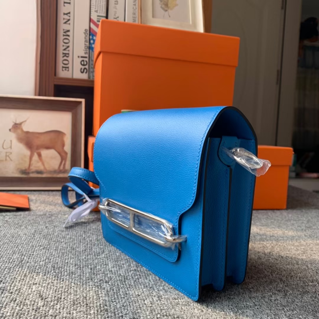 Hermès（爱马仕）Roulis 猪鼻包 水妖蓝 原厂御用顶级Ever color皮 银扣 19 现货