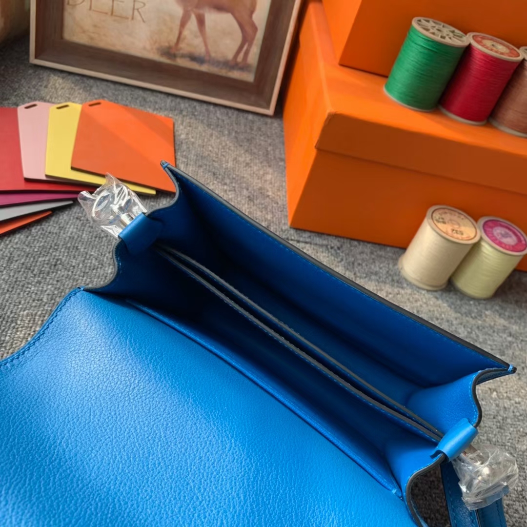 Hermès（爱马仕）Roulis 猪鼻包 水妖蓝 原厂御用顶级Ever color皮 银扣 19 现货