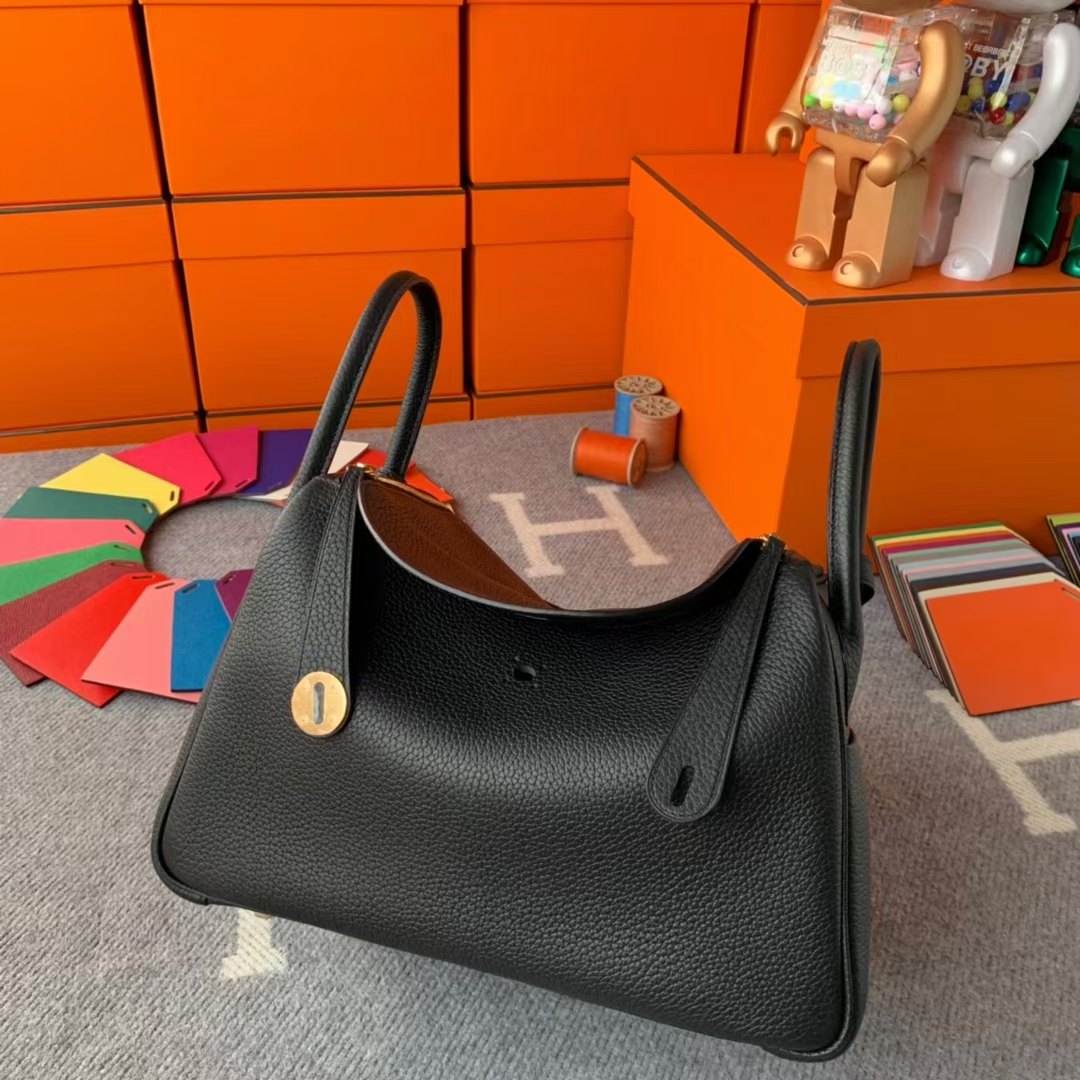 Hermès（爱马仕）Lindy 琳迪包 CK89黑色 原厂御用顶级TC皮  银扣 30cm  现货