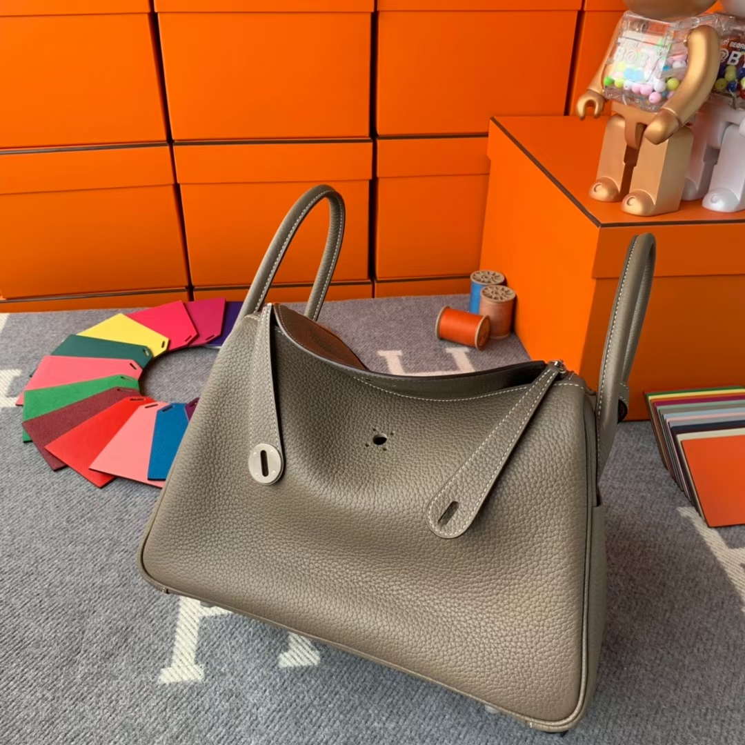 Hermès（爱马仕）Lindy 琳迪包 CK18 大象灰 原厂御用顶级TC皮  银扣 30cm  现货