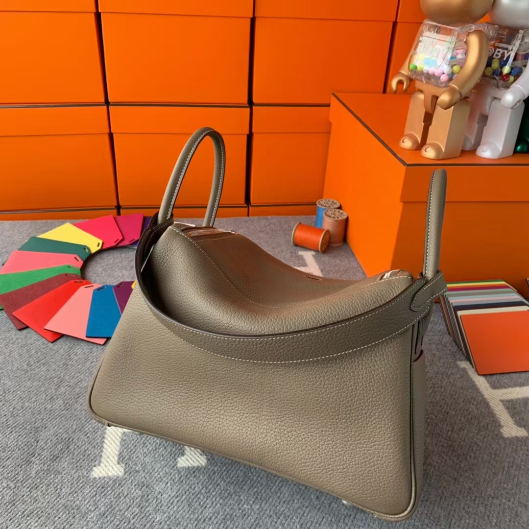 Hermès（爱马仕）Lindy 琳迪包 CK18 大象灰 原厂御用顶级TC皮  银扣 30cm  现货