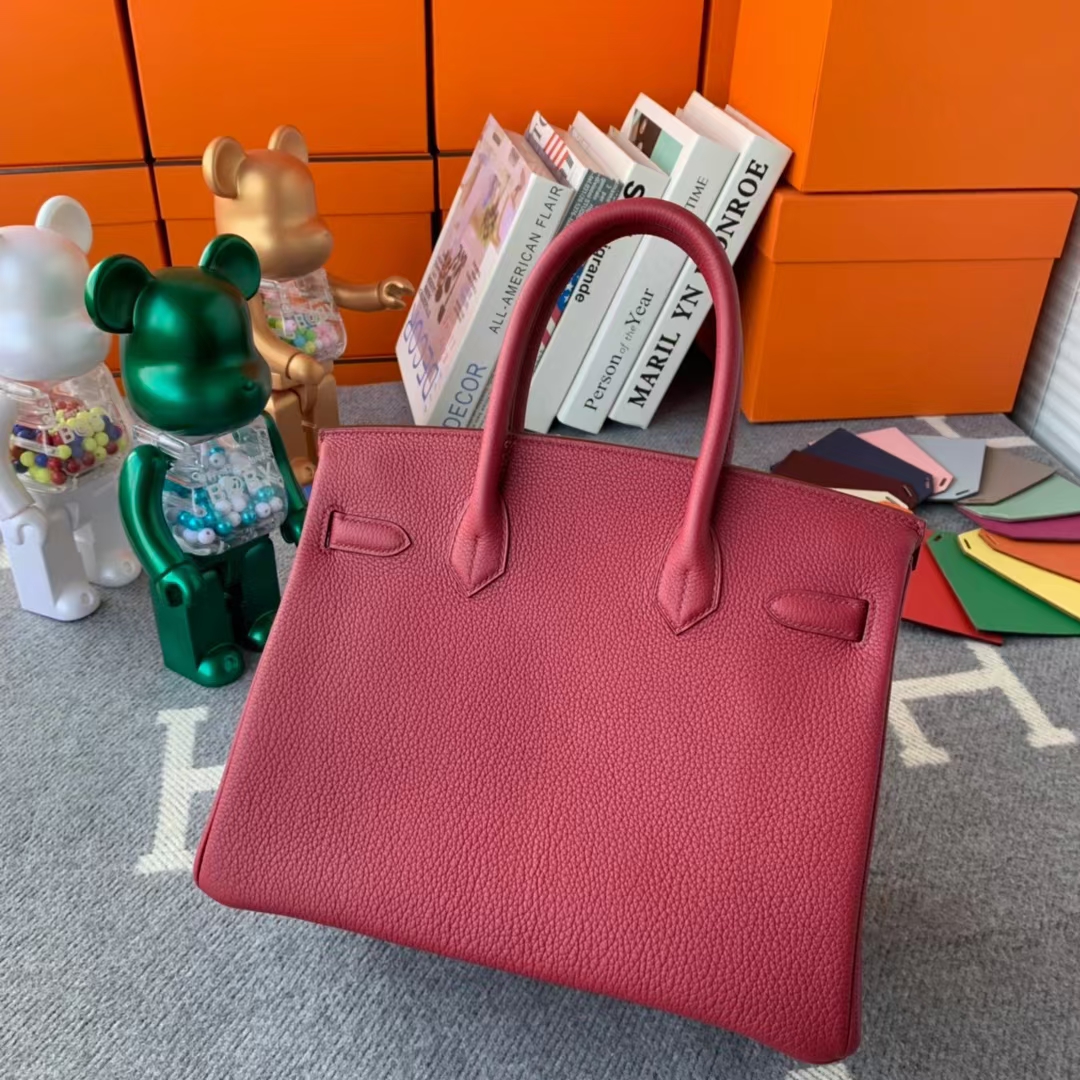 Hermès（爱马仕）Birkin 铂金包 石榴红 原厂御用顶级小牛皮 金扣 30cm 现货