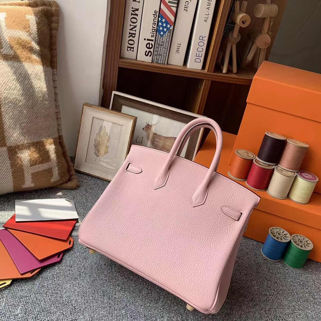 Hermès（爱马仕）Birkin 铂金包 3Q新樱花粉 原厂御用顶级小牛皮 25 银扣 现货
