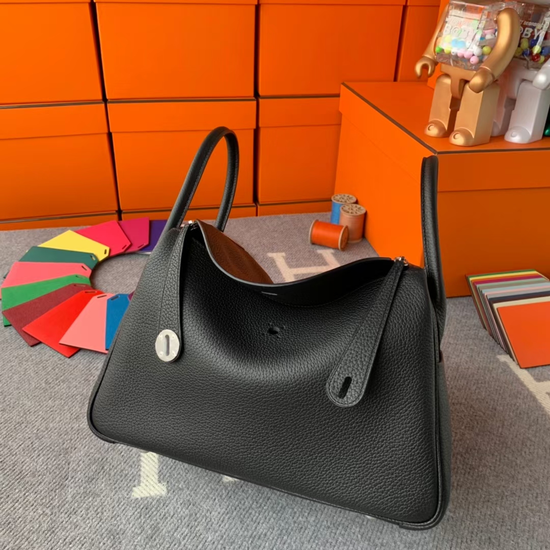 Hermès（爱马仕）Lindy 琳迪包 CK89黑色 原厂御用顶级TC皮  银扣 30cm  现货