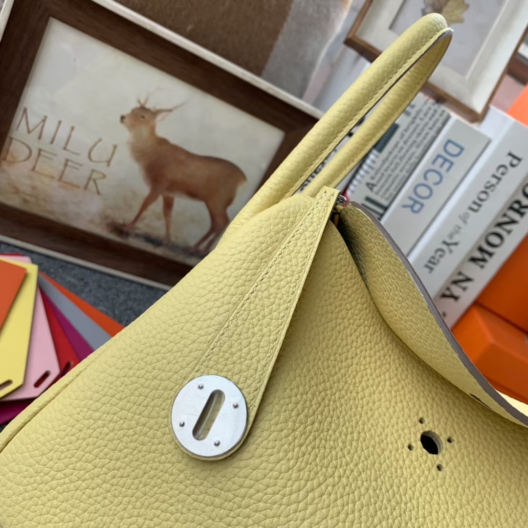 Hermès（爱马仕） Lindy 琳迪包 小鸡黄 原厂御用顶级TC 皮 银扣 26cm