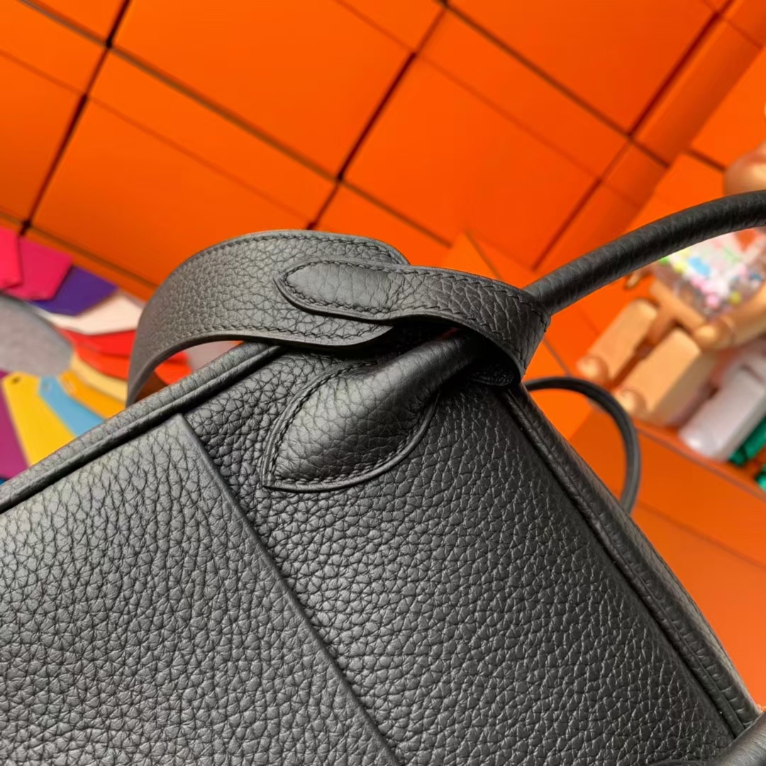 Hermès（爱马仕）Lindy 琳迪包 CK89黑色 原厂御用顶级TC皮  银扣 30cm  现货