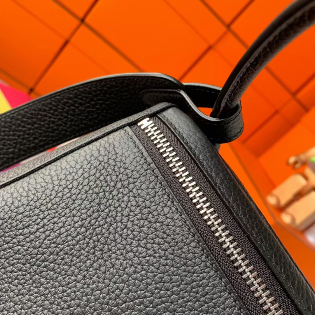 Hermès（爱马仕）Lindy 琳迪包 CK89黑色 原厂御用顶级TC皮  银扣 30cm  现货