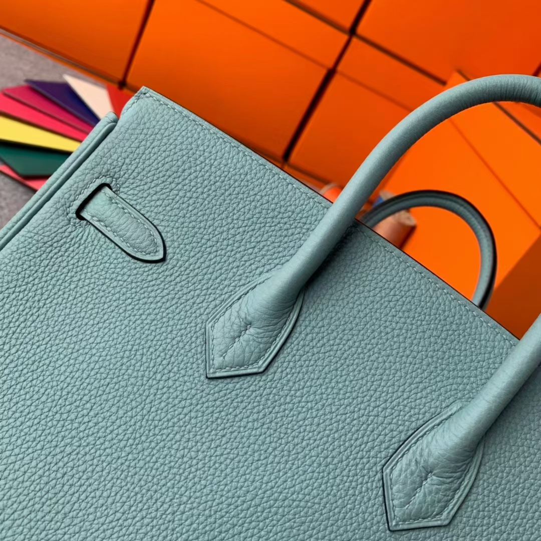 Hermès（爱马仕）Birkin 铂金包 天青色 原厂御用顶级小牛皮 银扣 25cm