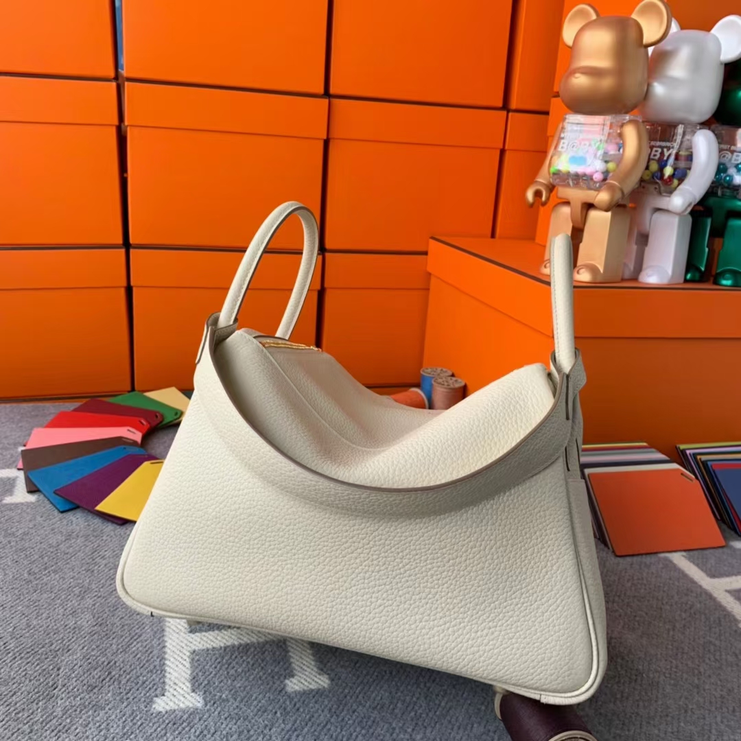 Hermès（爱马仕）Lindy 琳迪包 奶昔白 原厂御用顶级TC皮 金扣 30cm 现货