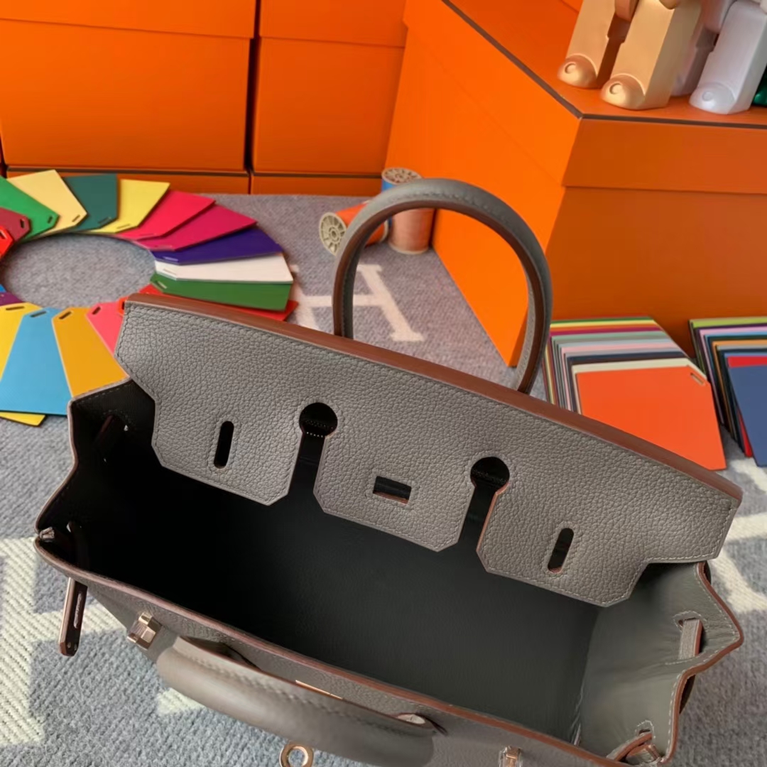 Hermès（爱马仕）Birkin 铂金包 8F 锡器灰 原厂御用顶级小牛皮 玫瑰金扣 25cm 现货