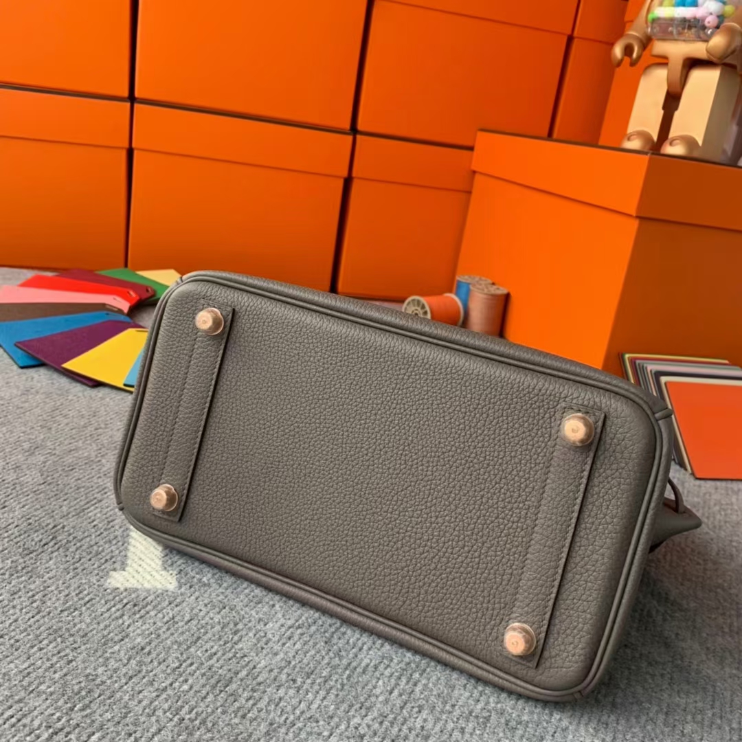 Hermès（爱马仕）Birkin 铂金包 8F 锡器灰 原厂御用顶级小牛皮 玫瑰金扣 25cm 现货