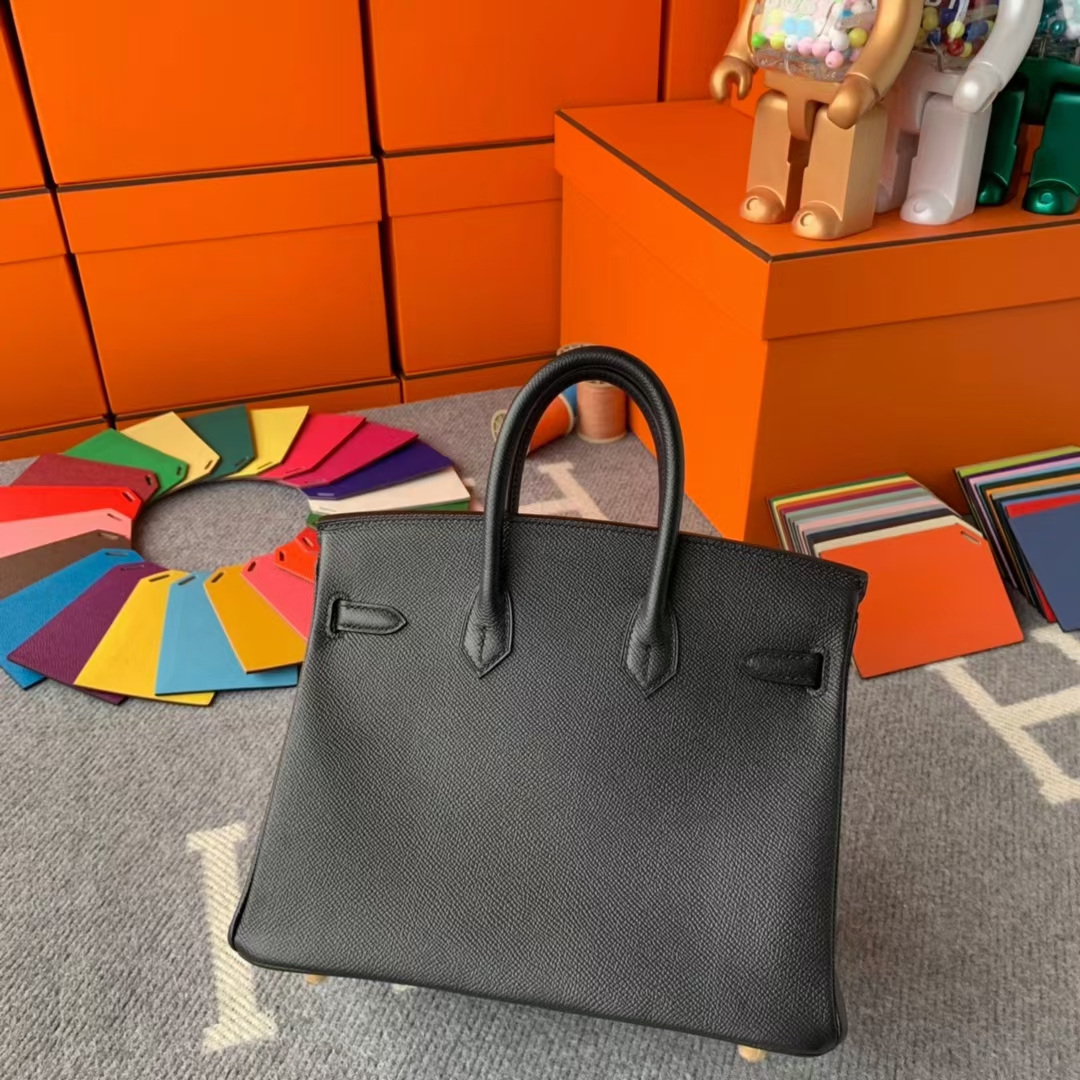 Hermès（爱马仕）Birkin 铂金包 CK89黑色 原厂御用顶级Epsom 皮 金扣 25 现货