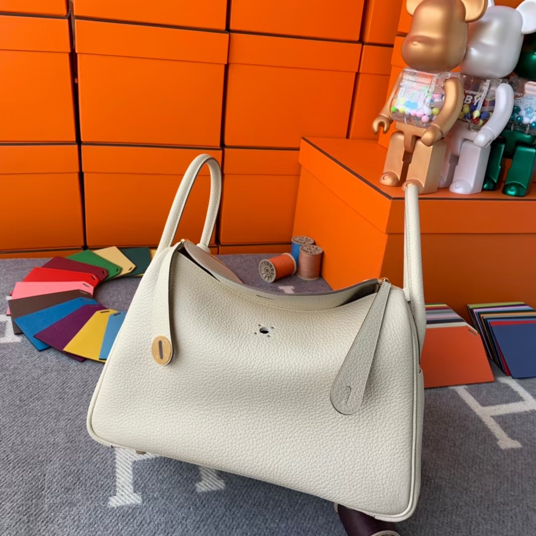 Hermès（爱马仕）Lindy 琳迪包 奶昔白 原厂御用顶级TC皮 金扣 30cm 现货