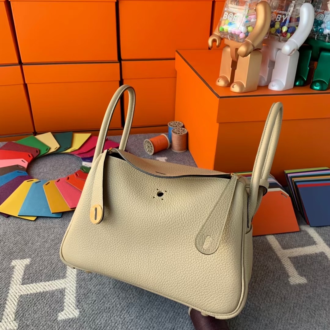 Hermès（爱马仕）Lindy 琳迪包 S2 风衣灰 原厂御用顶级TC皮 金扣 26cm 现货