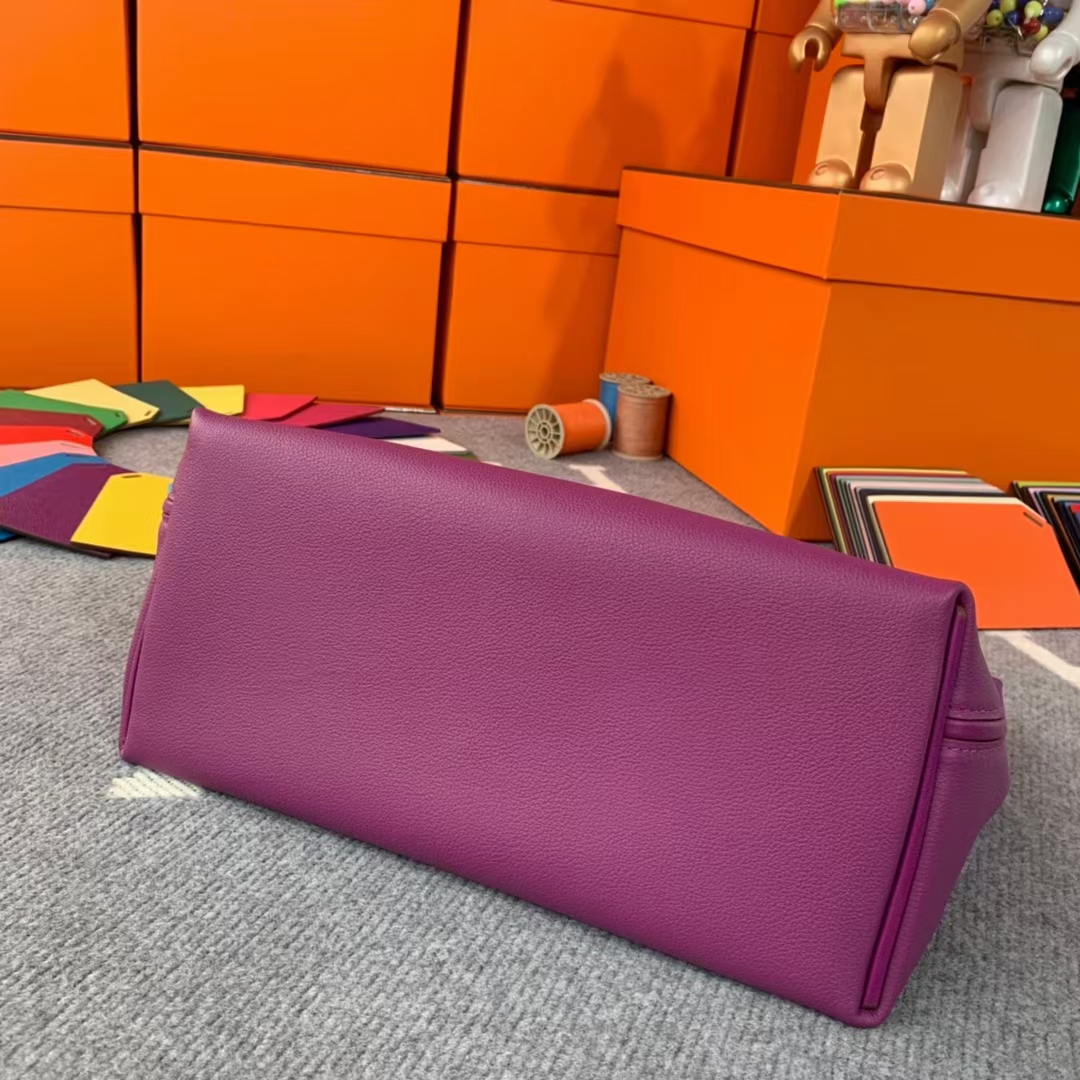 Hermès（爱马仕）Kelly  2424 海葵紫 原厂御用顶级Evercolor皮拼Swift 皮 金扣 现货