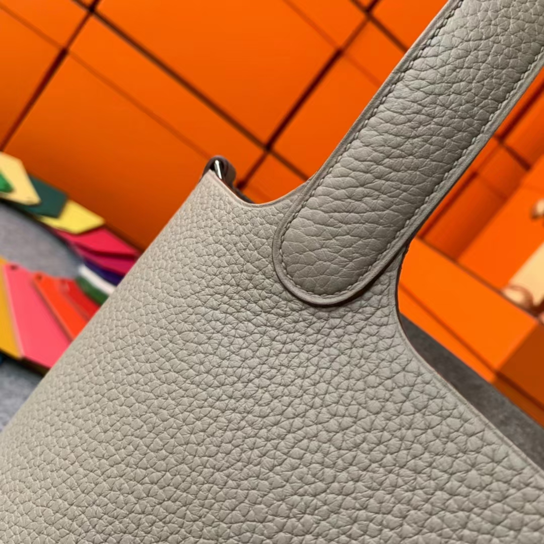 Hermès（爱马仕）Picotin Lock 菜篮包 M8 沥青灰 原厂御用顶级TC 皮 银扣 18cm
